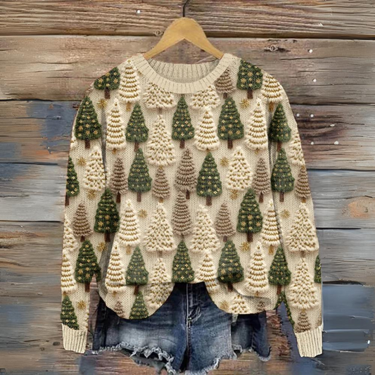 Lily™ | Knitted Sweater with Christmas Trees