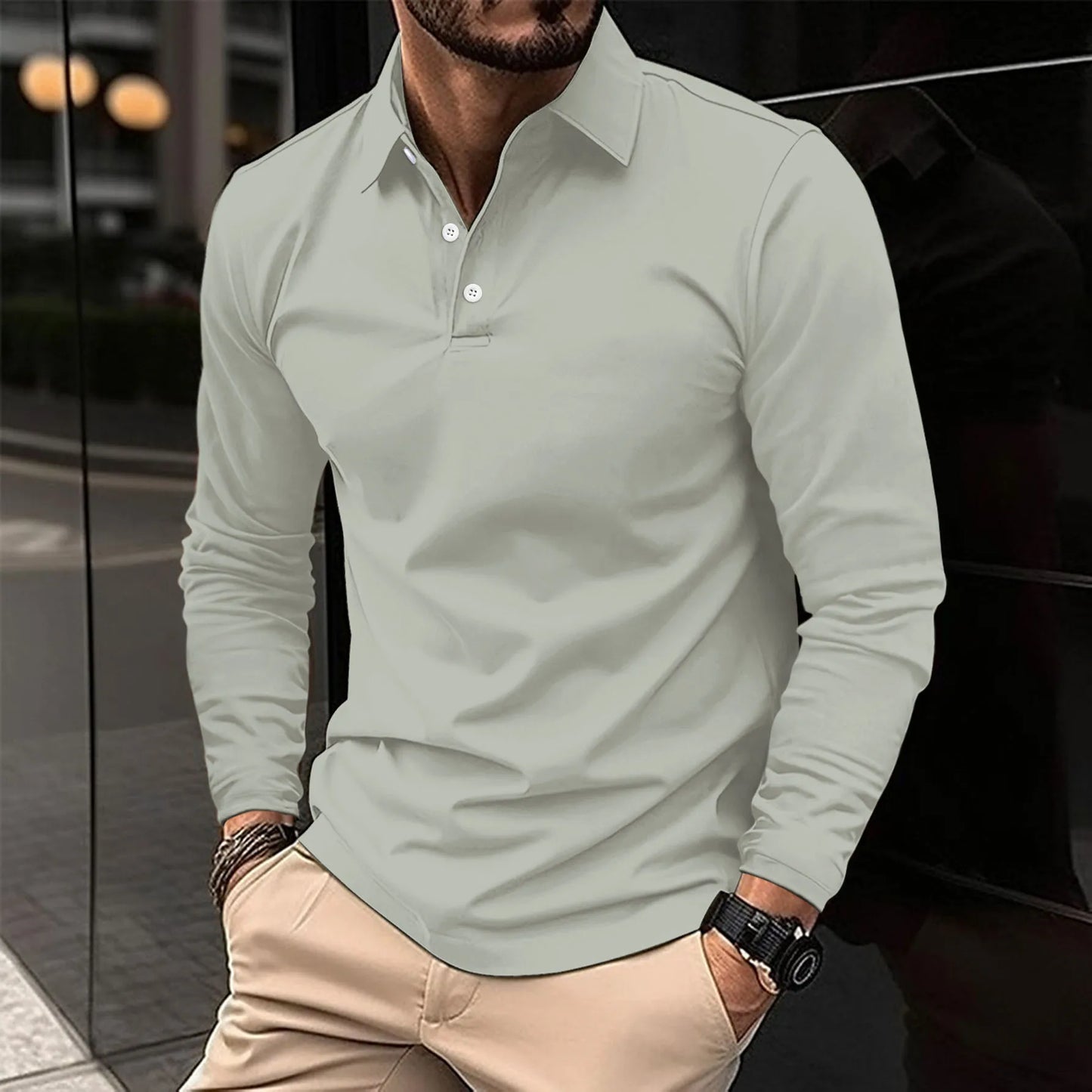 Lewis™  | Casual long-sleeved polo shirt