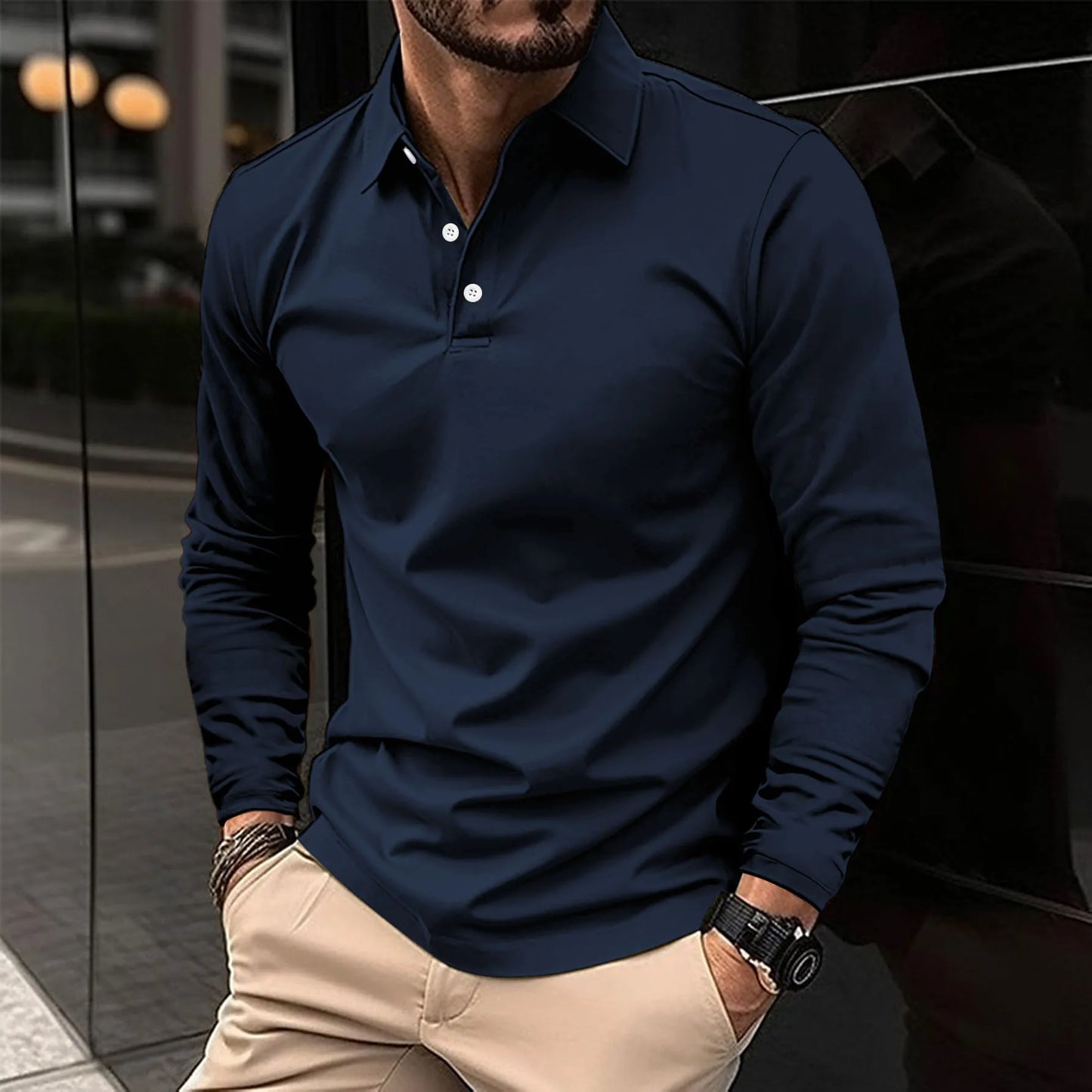 Lewis™  | Casual long-sleeved polo shirt