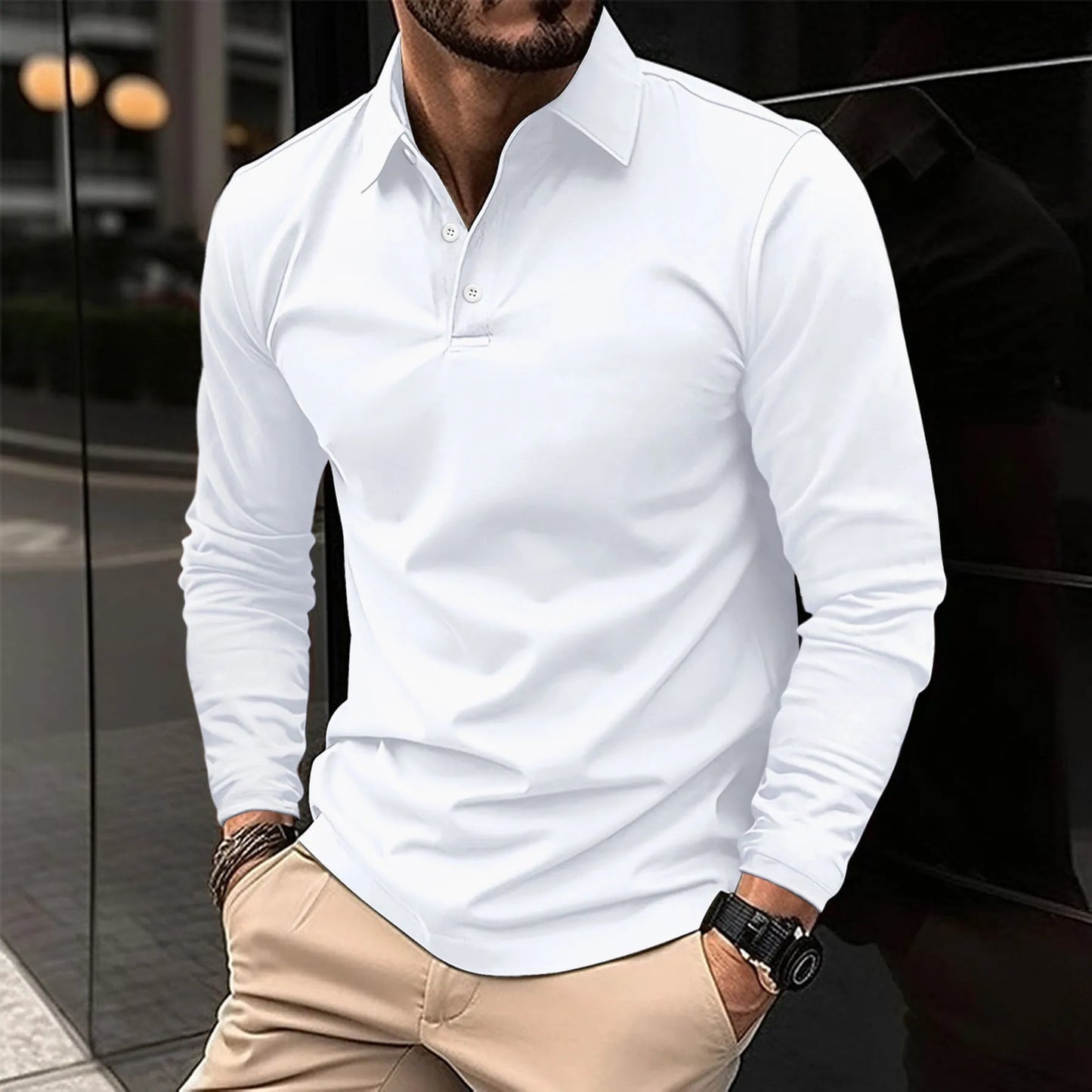 Lewis™  | Casual long-sleeved polo shirt