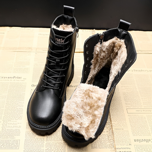 Andrea™ | Black Leather Winter Boots